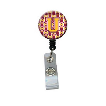 Carolines Treasures Letter U Football Maroon and Gold Retractable Badge Reel CJ1081-UBR